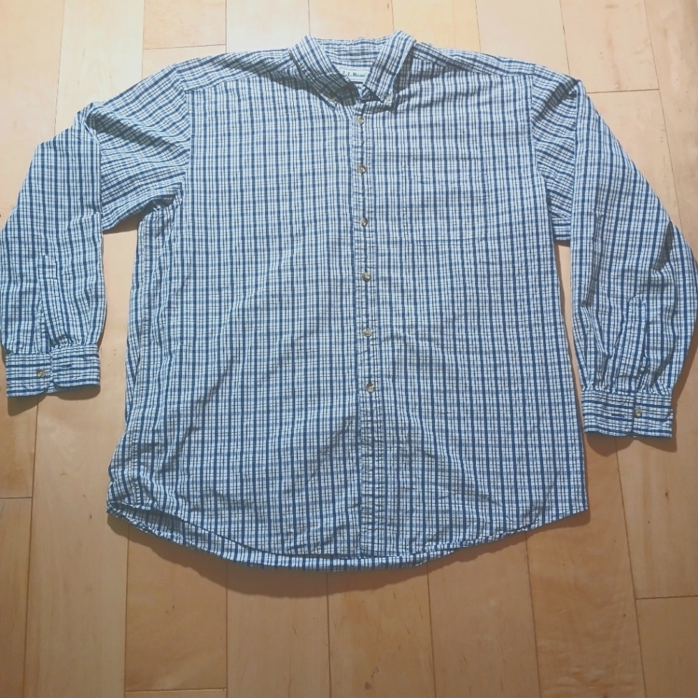 LL Bean Mens Plaid Button Down Long Sleeve Traditional Shirt XL 503307 Purple
